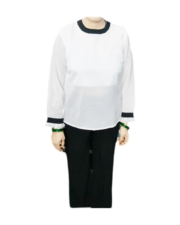 Georgette top with cuff frill uploaded by Shri man singh export on 5/30/2024