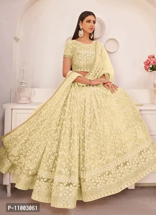 Womens Bridal Super Net With Silk Semi Stitched Lehenga Choli uploaded by Raj Garments on 5/27/2023