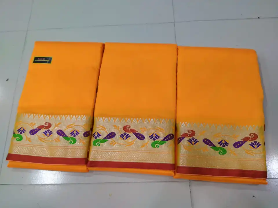 Banarsi silk dhoti set 10*6 uploaded by SHV Sh handloom on 5/27/2023