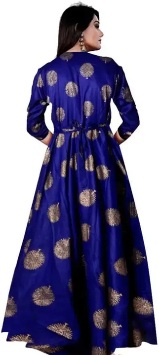 Post image Pretty Glamorous Women gown
Name: Pretty Glamorous Women gown
Fabric: Rayon
Sleeve Length: Three-Quarter Sleeves
Pattern: Printed
Net Quantity (N): 1
Sizes:
M (Bust Size: 32 in, Length Size: 32 in) 
L (Bust Size: 34 in, Length Size: 34 in) 
XL (Bust Size: 36 in, Length Size: 36 in) 
XXL (Bust Size: 38 in, Length Size: 38 in) 
Free Size
Country of Origin: India