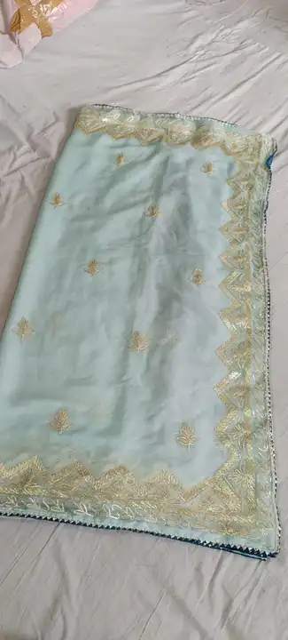 *®️🛒EXCLUSIVE COLLECTION 🛒®️*
🌹🌹🌹🌹🌹🌹🌹🌹🌹🌹🌹🌹🌹🌹🌹🌹
😍 Pure sifon simar Jari Fabric Sar uploaded by Gotapatti manufacturer on 5/28/2023