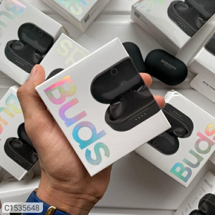 Post image *Catalog Name:* Samsung Buds

*Details:*
Description: It Has 1 Piece of Wireless Bluetooth Airpods With Mic
Material: Plastic
Compatible Devices: Android &amp; iOS
Compatible with: Mobiles, Tablets
Bluetooth Version: 4.0
Battery Capacity: 180 mAH
*Features 
• Bluetooth Ear-Buds
• IN-EAR BLUETOOTH BUDS
• Wireless Range 8-10Mtr
• Battery Capacity 40Mah
• Charging Time Approx 2hr
• Bluetooth version 5.0
• V8 Charging Slot Cable inside
• With Display show Charging Life
• With Sensor Touch Features
Designs: 3


🚫 No Returns Applicable 
🚚 *Delivery*: Within 7 days 
*₹1099*