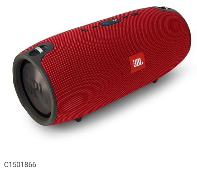 Post image *Catalog Name:* JBL Xtreme Ultra-Powerful Portable Speaker

*Details:*
Description: It has 1 Piece Wireless Bluetooth Speaker With Mic
Material: Plastic
JBL Signature Sound
Wireless Bluetooth Streaming
Signal-to-Noise Ratio: 80 dB
Frequency Response: 70Hz – 20kHz
Bluetooth: 4.1V
Battery capacity (mAh): 10,000
Charging time (hrs): 3.5
Auto-power off: Yes
6 Hours of Playtime under optimum audio settings
Dual External Passive Bass Radiators
Designs: 5


🚫 No Returns Applicable 
🚚 *Delivery*: Within 7 days 
*₹999*