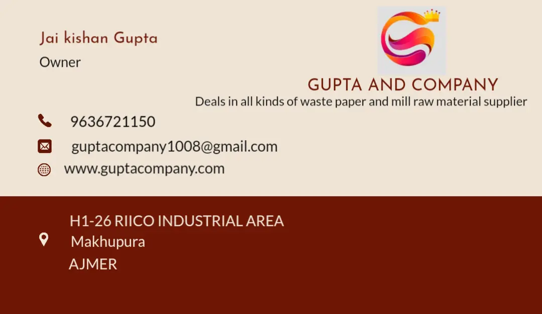 Visitiñg card uploaded by GUPTA AND COMPANY on 5/28/2023