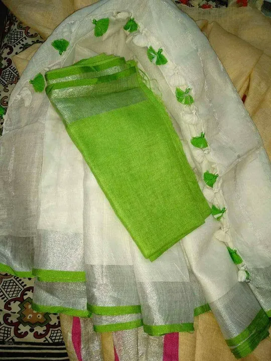 Linen sarre uploaded by WeaveMe India on 5/28/2023