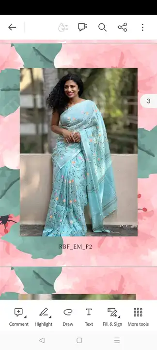 Linen work saree uploaded by WeaveMe India on 5/28/2023