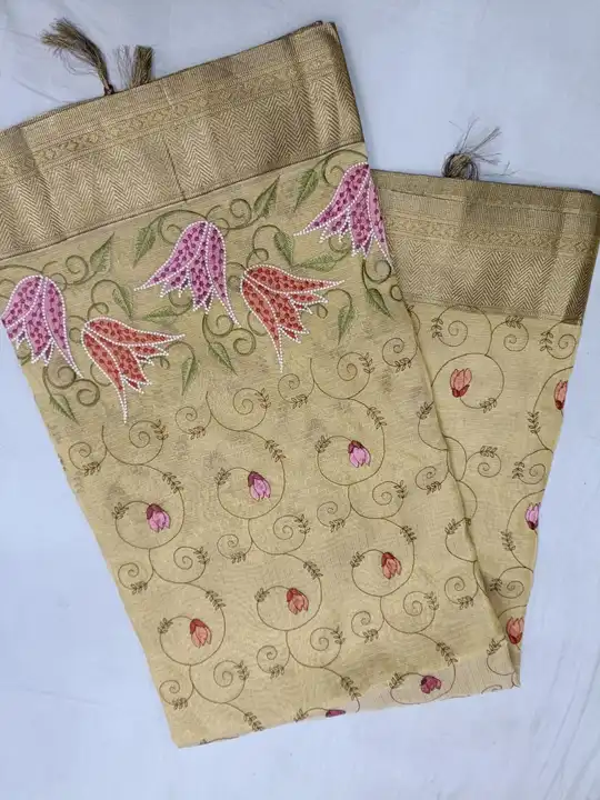 Kota doria embroidery work saree  uploaded by Kota doriya suit and saree collecti on 5/28/2024