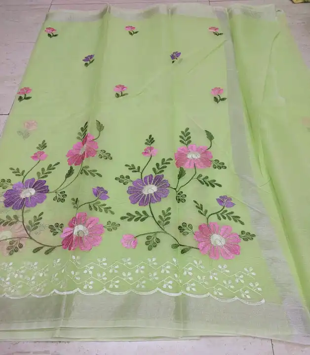 Kota doria embroidery work saree  uploaded by business on 5/28/2023