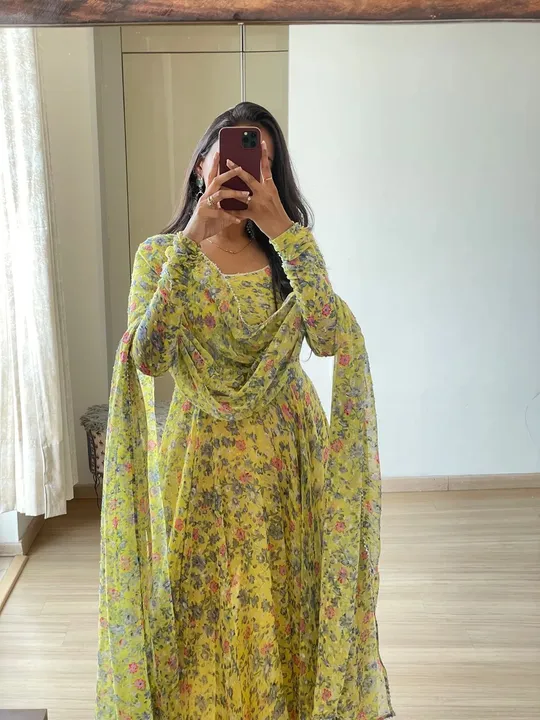 flower Maxy gown with Dupatta  uploaded by Laltika on 5/28/2023