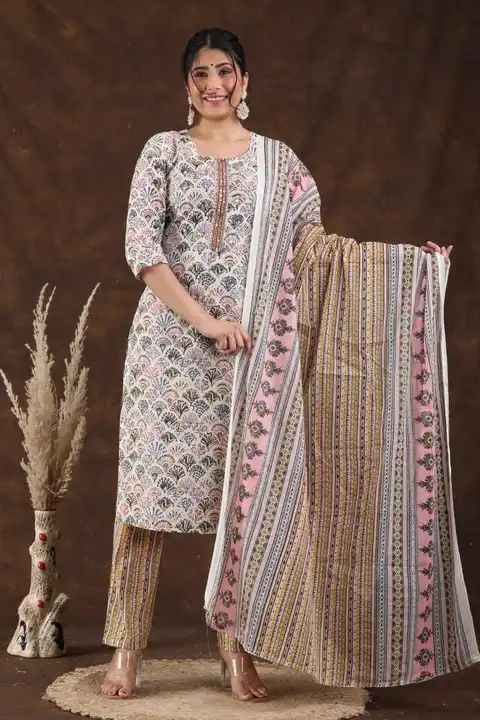 Printed Kurti Pant and Dupatta Set  uploaded by business on 5/28/2023