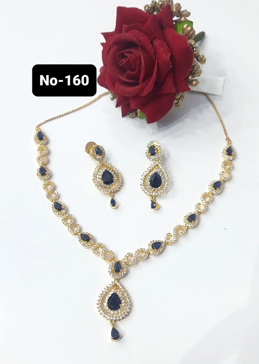 Gold plated Premium quality cz Blue set  uploaded by business on 5/28/2023