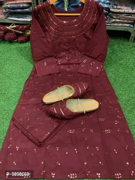 Classic rayon embroidery kurta set with juti for women  uploaded by Grocery on 5/28/2023