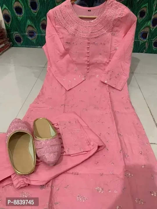 Classic rayon embroidery kurta set with juti for women  uploaded by Grocery on 5/28/2023