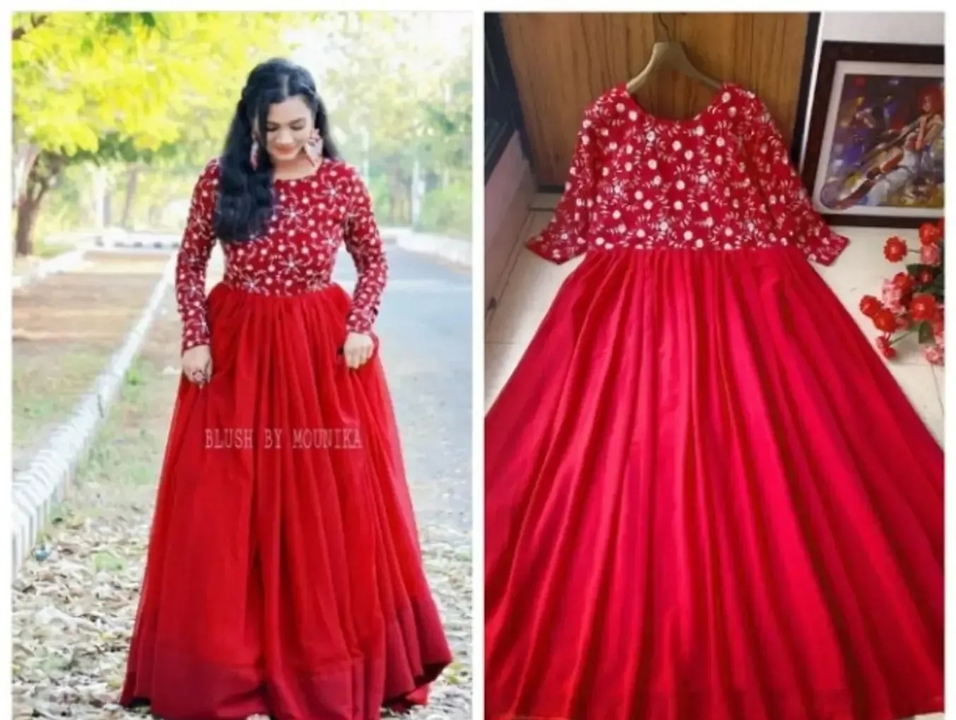 Post image New Trendy Gayatri Women's Gown
Name: New Trendy Gayatri Women's Gown
Fabric: Georgette
Sleeve Length: Long Sleeves
Pattern: Embroidered
Net Quantity (N): 1
Sizes:
XXL (Bust Size: 44 in, Length Size: 58 in, Waist Size: 42 in, Hip Size: 46 in) 

Country of Origin: India