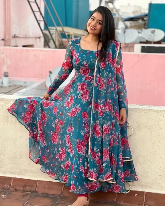 flower maxy gown with Dupatta uploaded by Laltika on 5/28/2023