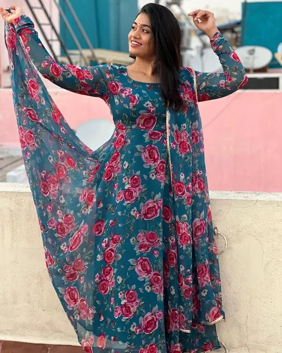 flower maxy gown with Dupatta uploaded by Laltika on 5/28/2023