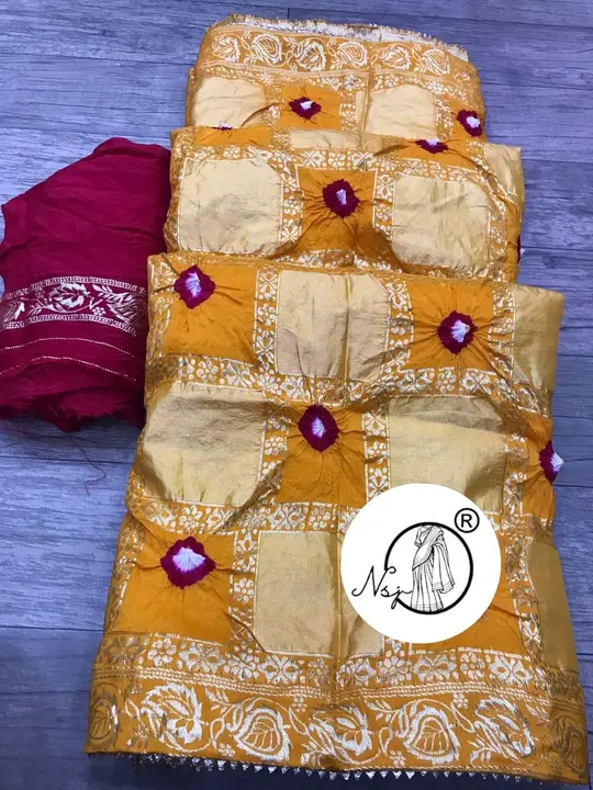 Presents  unique badhni Saree*  

beautiful  colour combination saree for all ladies 

💖new Launchi uploaded by Gotapatti manufacturer on 5/28/2023