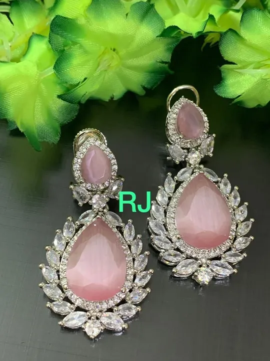 Platinum plated diamond replica earrings  uploaded by ABHA on 5/28/2023