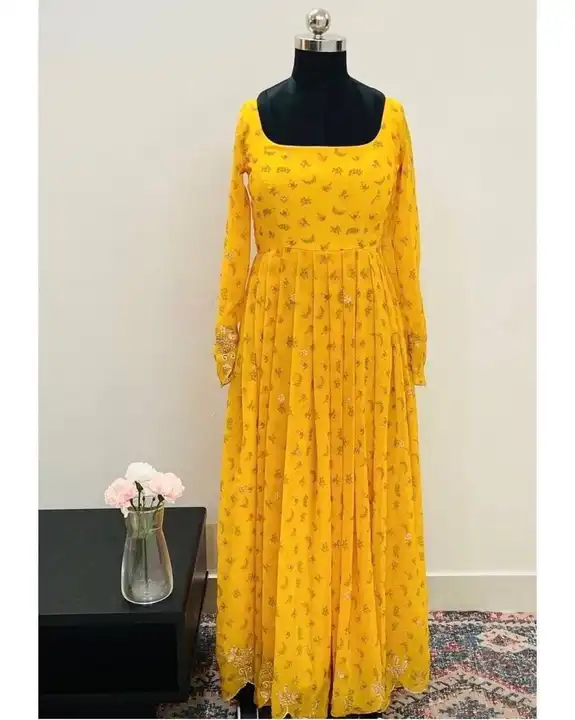 Printed Yellow Georgette Dress uploaded by Laltika on 5/29/2023