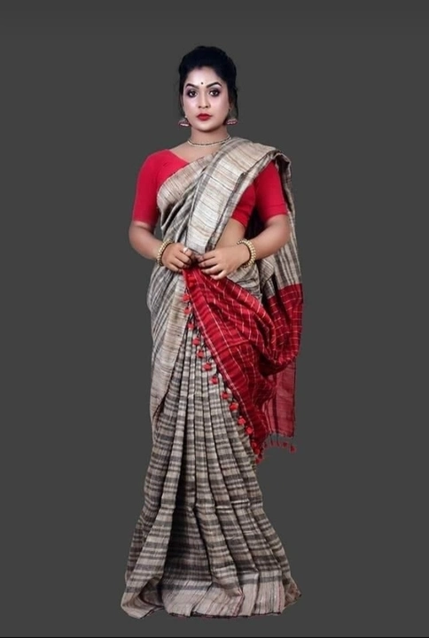 Handloom pure tussar giccha stripe full body silk saree  uploaded by Vina Handloom on 5/29/2023