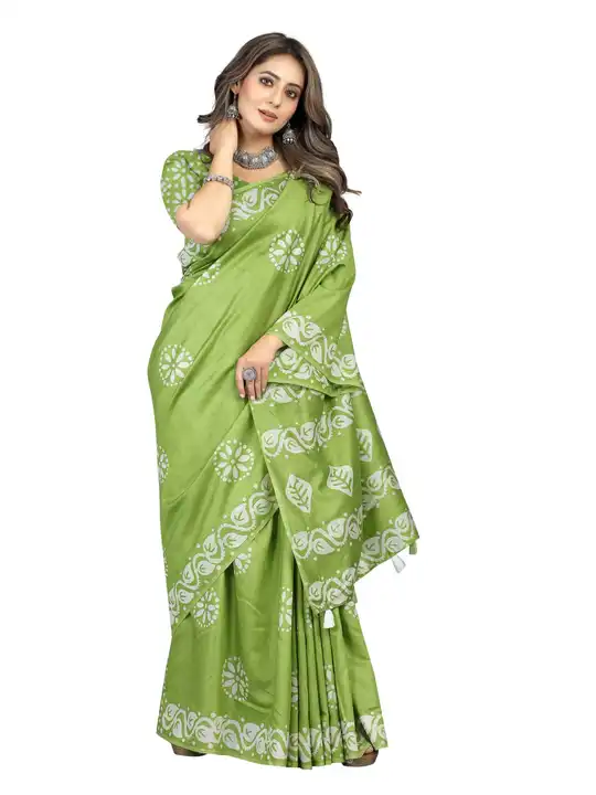 Elegant green Color Chanderi cotton Sarees with blouse  uploaded by DUDHAT Impax on 5/29/2023