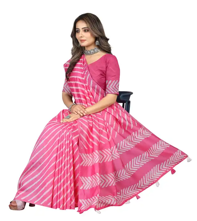 Beautiful pink Color Chanderi cotton Sarees with blouse  uploaded by DUDHAT Impax on 5/29/2023