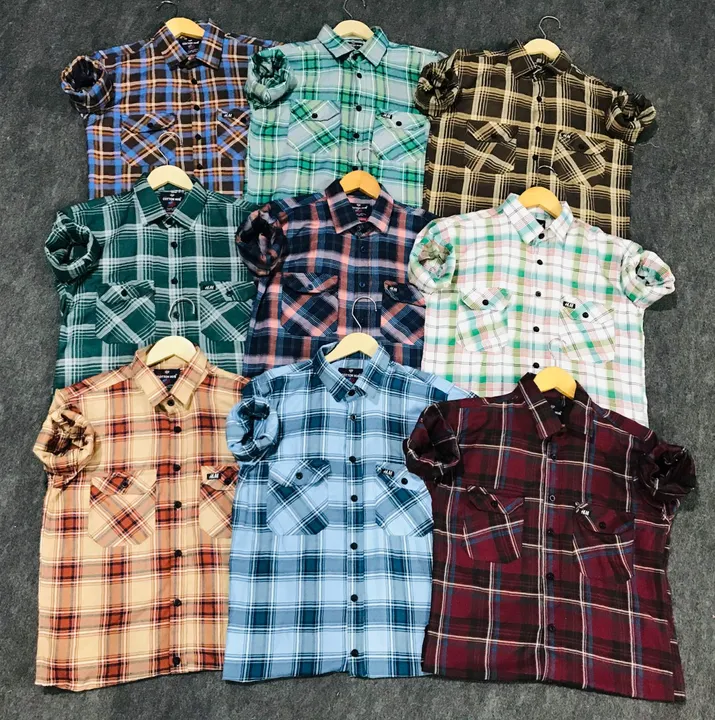 Double Pocket Indigo Check Shirts / Cod Available / / Starting price uploaded by Hindustan Trading Company on 5/29/2023