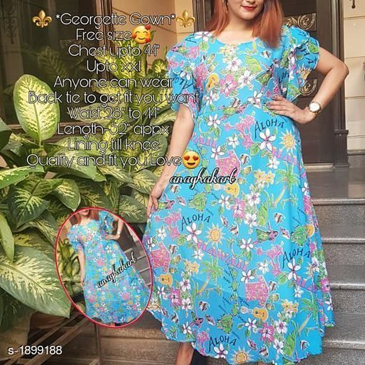 *anaghakart*®

⚜ *Georgette Gown*⚜

_Get perfect photos with this fluid georgette classy trendy long uploaded by business on 7/14/2020