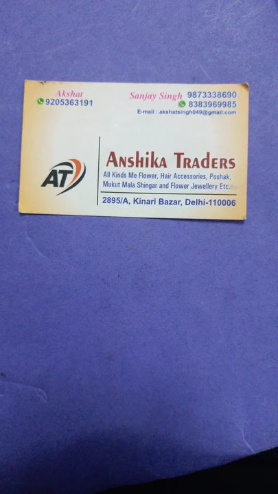 Visiting card store images of Anshikha