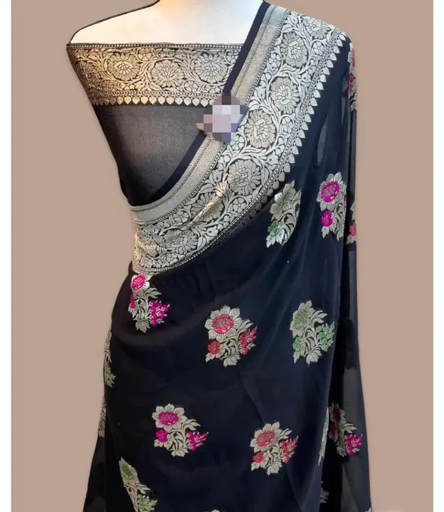 Banarasi daeyble semi jorjet silk saree  uploaded by business on 5/29/2023
