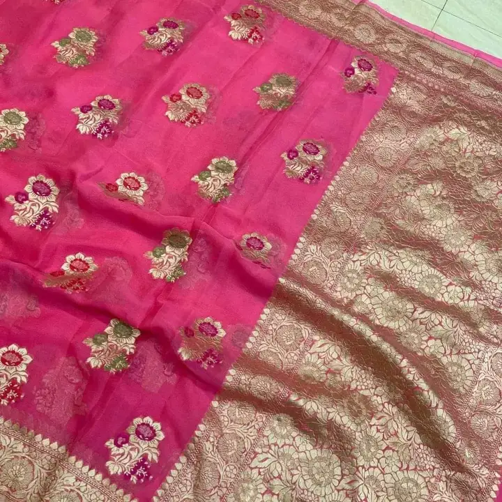 Banarasi daeyble semi jorjet silk saree  uploaded by Zainab fashion on 5/29/2023
