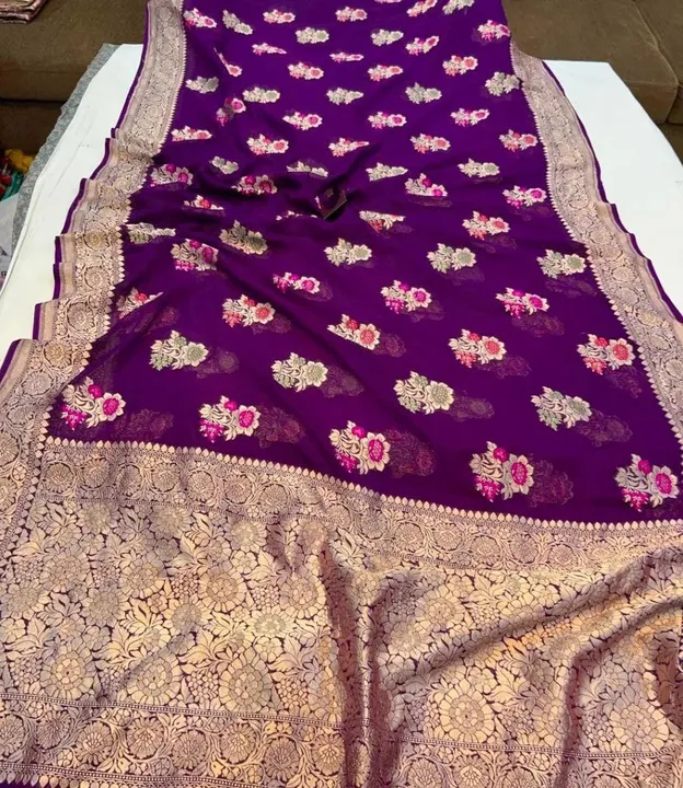 Banarasi daeyble semi jorjet silk saree  uploaded by Zainab fashion on 5/29/2023