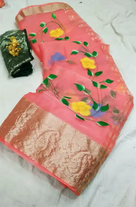 Organza febrik burus print saree uploaded by All in one collection on 5/29/2023