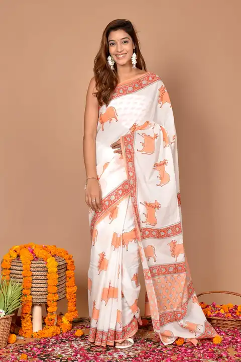 Cotton mulmul saree  uploaded by Bhagwati textile on 5/29/2023