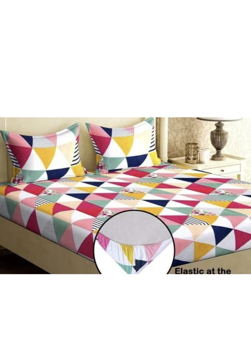 Multi colour fitted bedsheet All over elastic fitted bedsheet  uploaded by Maa jagdamba enterprise on 5/29/2023