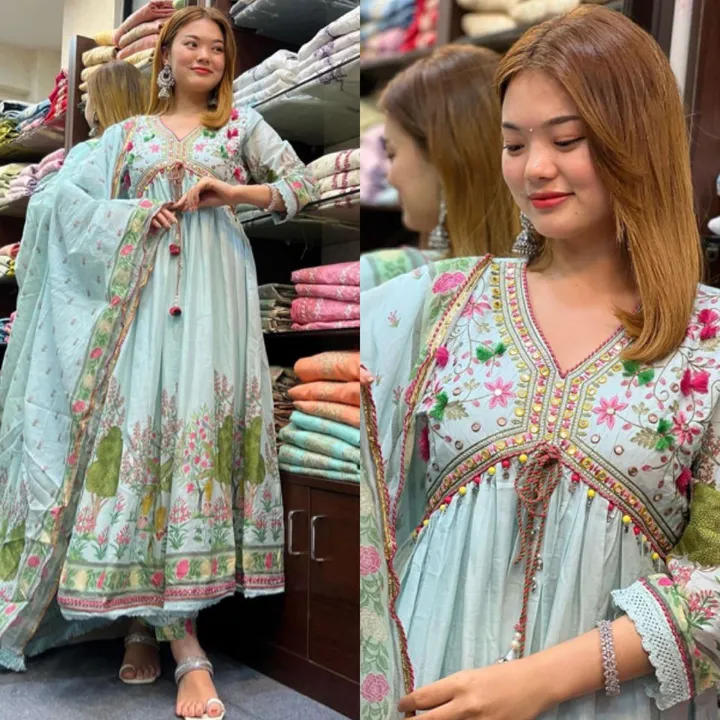 *SSR-395* - *Colours* 💕👌

👉👗💥*Launching New Designer Party Wear Look Heavy Embroidery Work Gown uploaded by Fashion Textile  on 5/29/2023