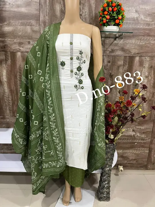 Heavy Embroidery Flower Work Designer Cotton Suit Material  uploaded by Zuberiya Global on 5/29/2023