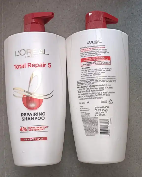 LOREAL TOTAL REPAIR 5 SHAMPOO 1 LTR (MRP 1099) uploaded by MK TRADERS on 5/30/2023