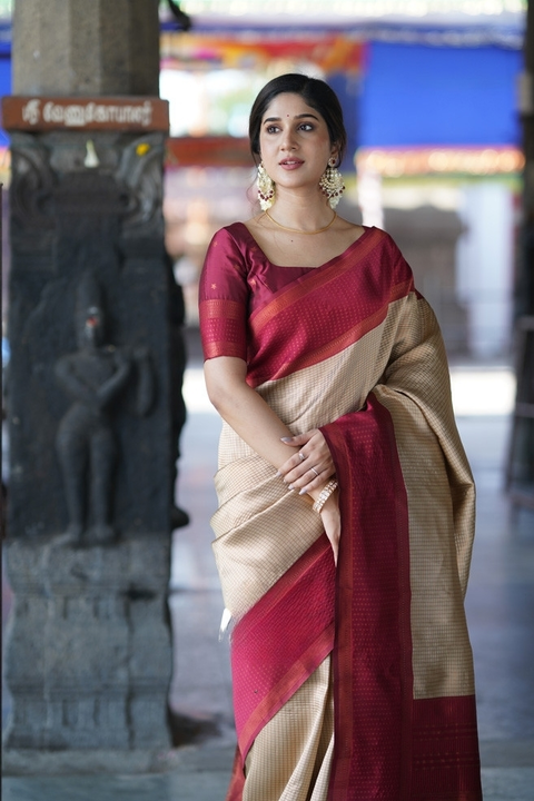 Rich pallu With Allover Golden Zari Weaving Border design saree  uploaded by DHANANJAY CREATION  on 5/30/2023