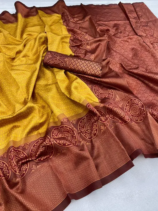 Rich pallu With Allover Golden Zari Weaving Border design saree  uploaded by DHANANJAY CREATION  on 5/30/2023