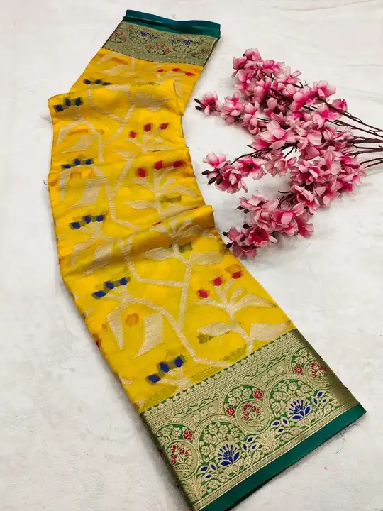 Enrich Premium Organza Silk Saree: Elegant Zari Weaving and Minakari Border uploaded by DHANANJAY CREATION  on 5/30/2023