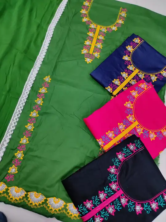 Rayon cotton suit with half pure dupatta only set wise single pc not available uploaded by Manish sales on 5/30/2023