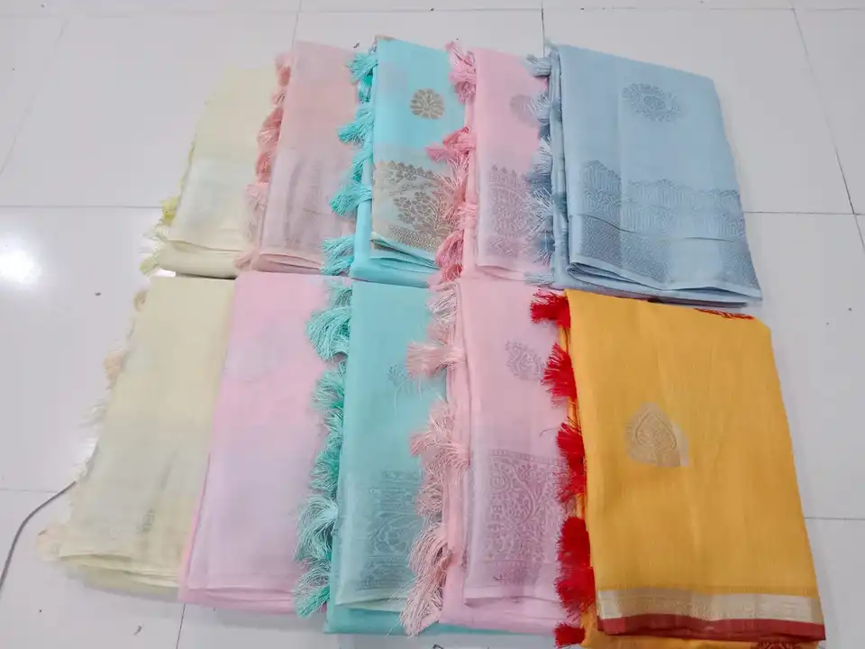 Lenin cotton Buta saree with blouse super quality  uploaded by SHV Sh handloom on 5/30/2023