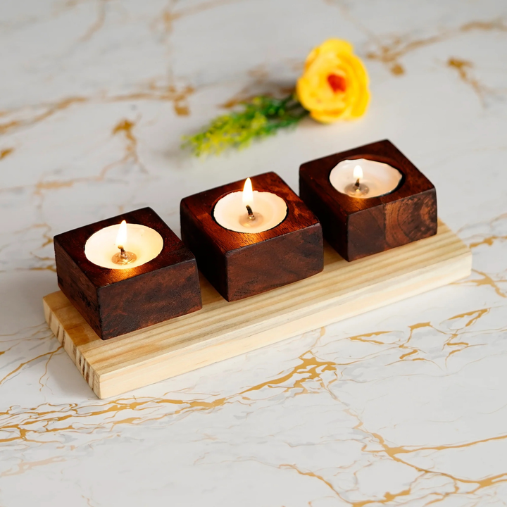 🪔🪔SKU = GFWTLH50869
Brown Set of 3 Wooden Tea Light candle Holder Stand
 uploaded by Home decor on 5/30/2023