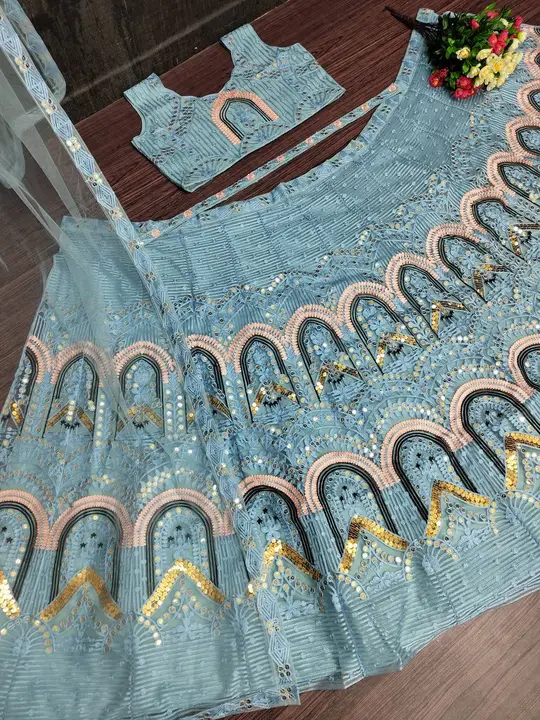 Designer Silk Embroidery With Sequence Work Lehenga Choli With Soft Net Dupatta uploaded by Parth Fashion on 5/30/2023