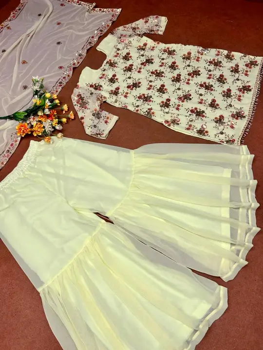 Party wear punjabi top with shrara uploaded by pink Rose fashion Store  on 5/30/2023