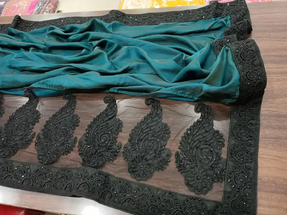 *ALLOVER PURE SANA SILK AND DESIGNER NET BORDER WITH HAND WORK*
 uploaded by Shree's collection on 5/30/2023