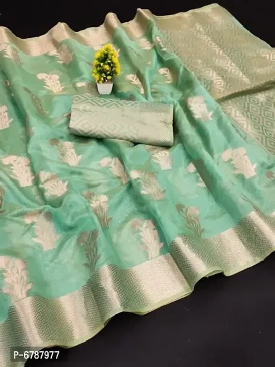 Self Pattern Organza Saree with Unstitched Blouse Piece uploaded by Lakshmi clothes on 5/30/2023