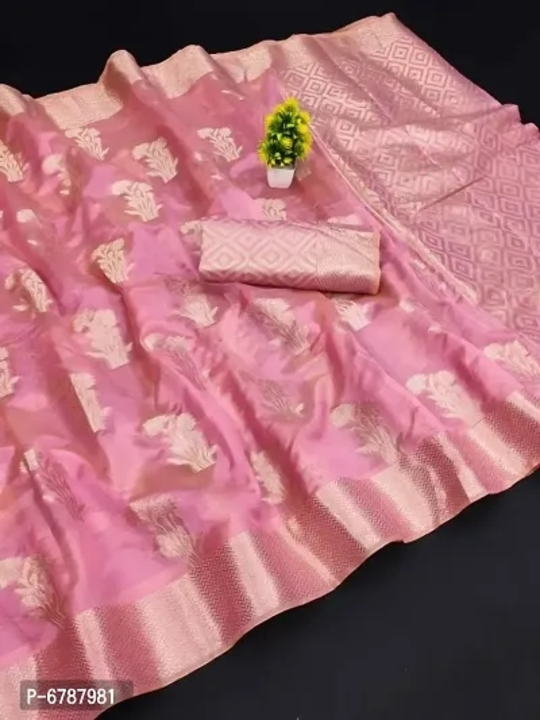Self Pattern Organza Saree with Unstitched Blouse Piece uploaded by Lakshmi clothes on 5/30/2023