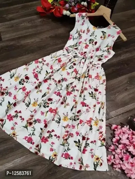 Crepe Printed A-Line Dress For Girls  uploaded by Udaan on 5/30/2023